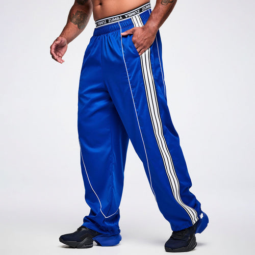 Dale-Z Double Waisted Slouch Woven Pants - Blue/White Z1B000925