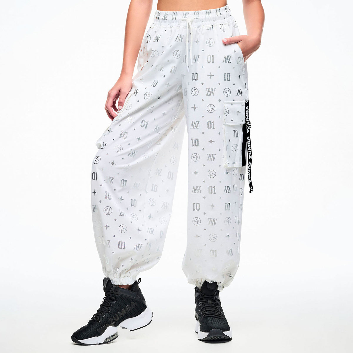 Dale-Z Parachute Cargo Pants - White/Silver Z1B000926
