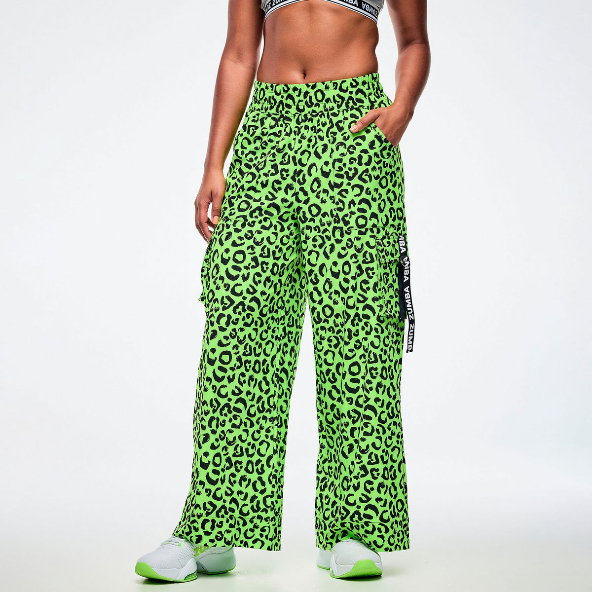 Dale-Z High Waisted Woven Cargo Pants - Green/Black Z1B000929