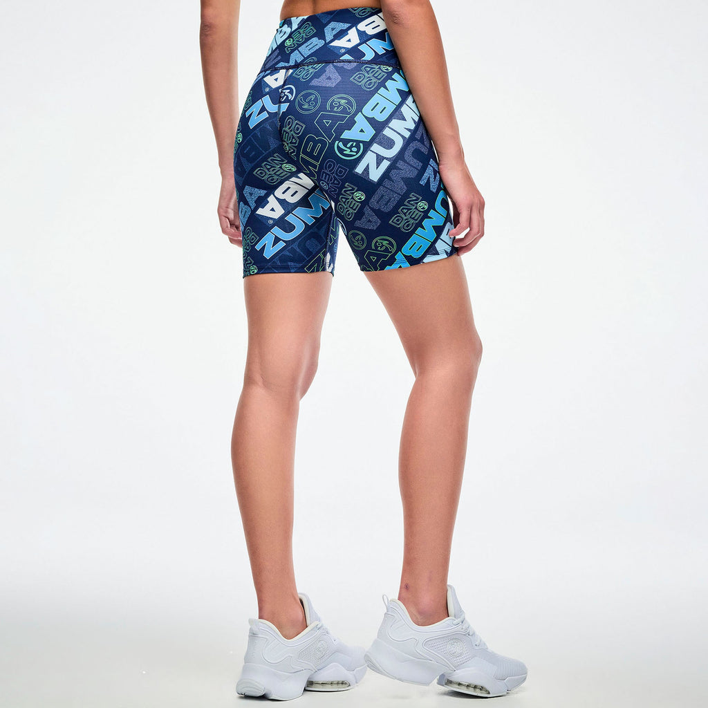 Jean Jamz High Waisted Biker Shorts - Navy/Green Z1B000945