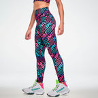 Electric Feel Z-Lift High Waisted Ankle Leggings - Blue/Pink Z1B000961