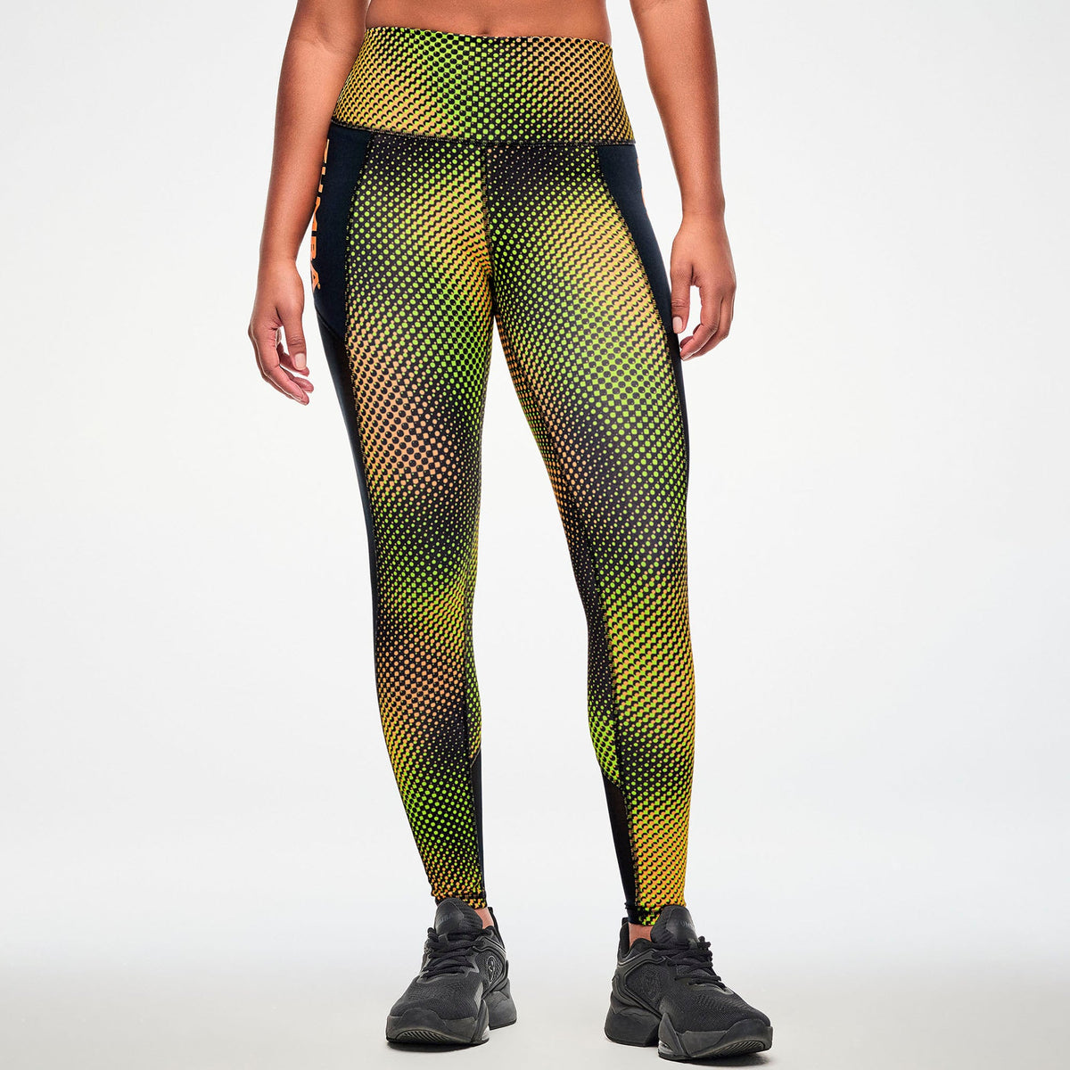 Electric Feel High Waisted Ankle Leggings With Inserts - Yellow/Black Z1B000962