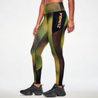 Electric Feel High Waisted Ankle Leggings With Inserts - Yellow/Black Z1B000962