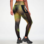 Electric Feel High Waisted Ankle Leggings With Inserts - Yellow/Black Z1B000962