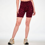 Zumba Z-Lift High Waisted Biker Shorts - Red/Black / Beige/Tonal Z1B001037