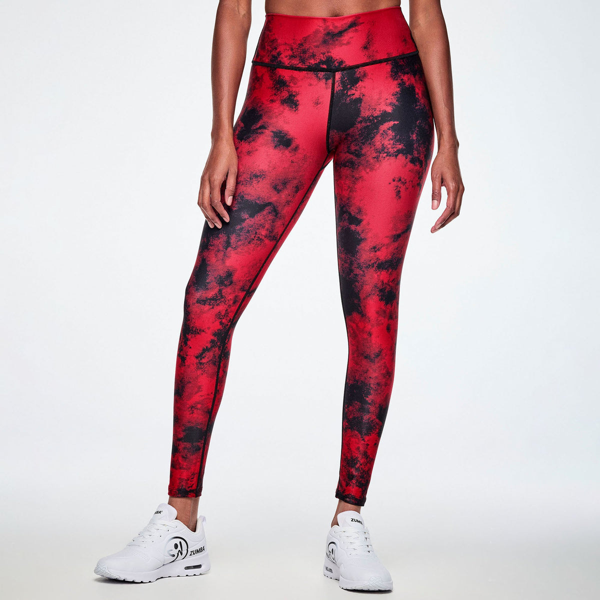 Rock 'n' Roll High Waisted Ankle Leggings - Red/Black Z1B001055