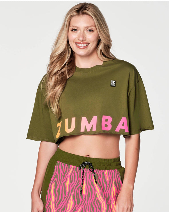 Zumba In The Wild Ultra Crop Top - Army Green Z1T000368