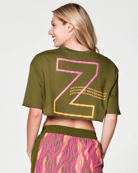 Zumba In The Wild Ultra Crop Top - Army Green Z1T000368