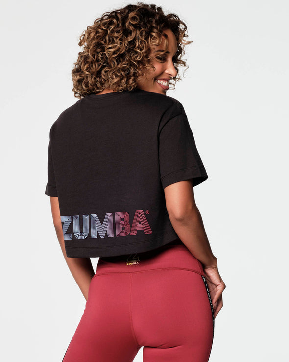 Zumba Roller Derby Team Crop Tee - Bold Black / Wear It Out White Z1T000410