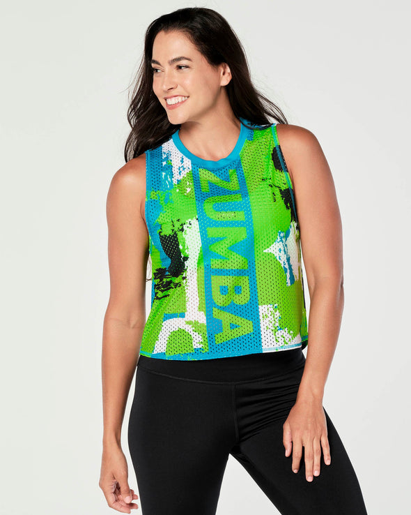 Put The Art In Heart Mesh Tank - Flamingo / Get in Lime Z1T000426