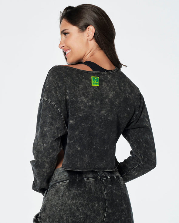 Zumba Transform Crop Sweatshirt - Bold Black Z1T000461