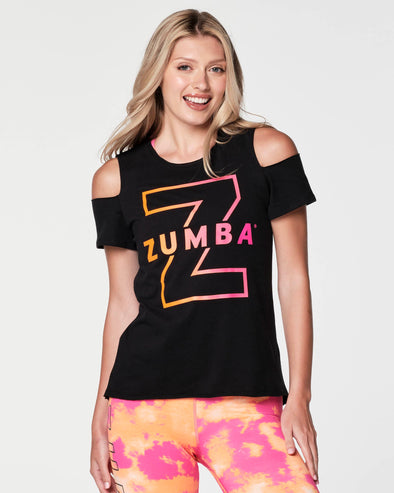 Zumba Wild Cold Shoulder Top - Bold Black Z1T000477