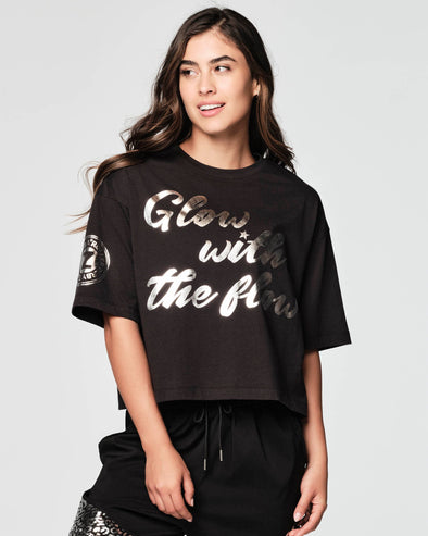 Glow With The Flow Boxy Instructor Crop Top -Bold Black Z1T000510