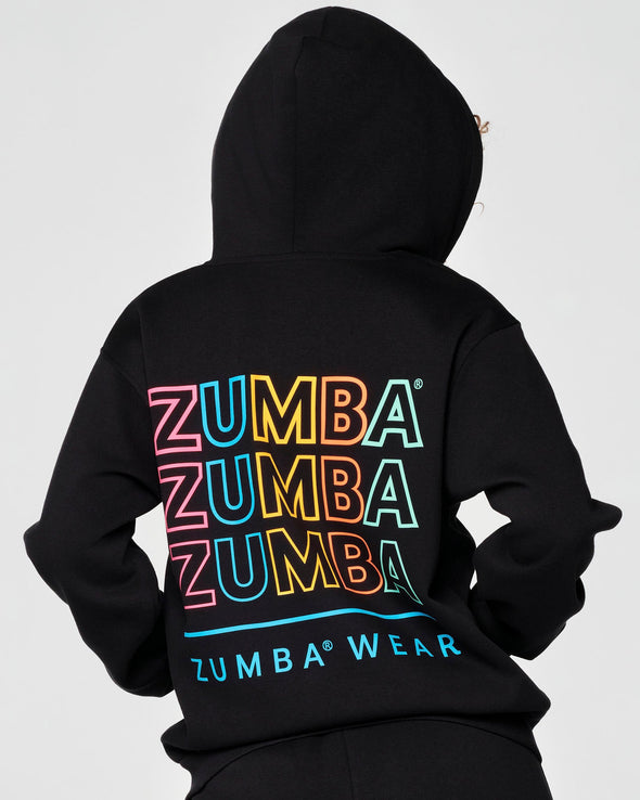 Zumba Vibrant Zip Up Hoodie- Bold Black Z1T000538