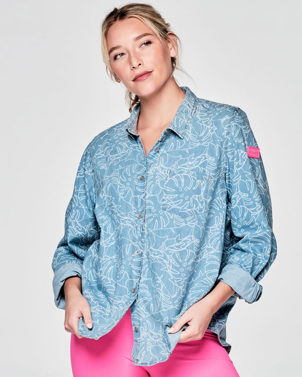 Zumba Resort Long Sleeve Button Up - Denim Z1T000553