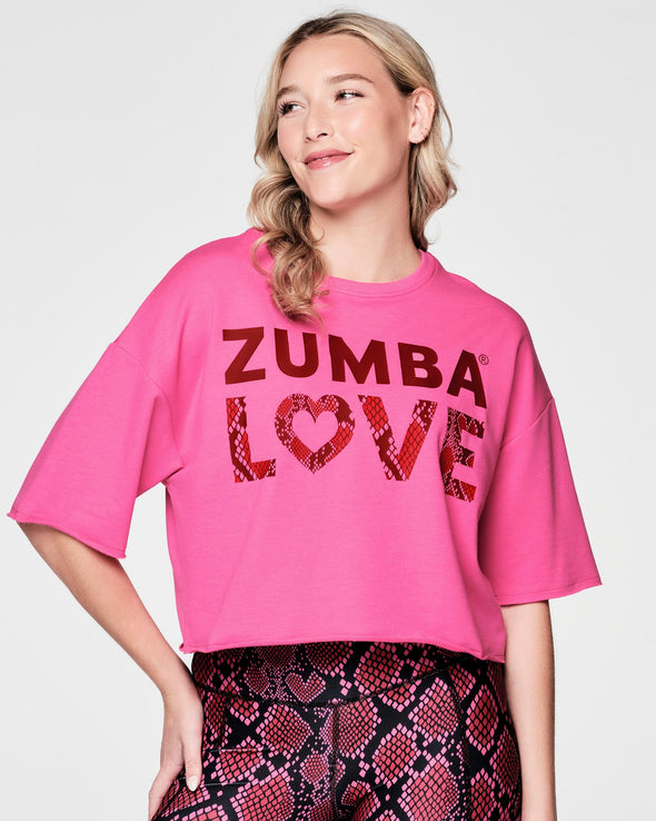Zumba Love Oversized Crop Top - Shocking Pink Z1T000565
