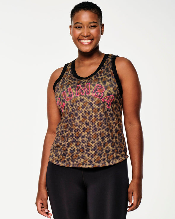 Zumba Animal Expedition Mesh Tank  - Pampas Tan Z1T000597