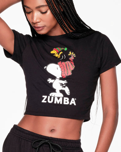 Zumba X Peanuts Fitted Crop Top - Bold Black Z1T000623