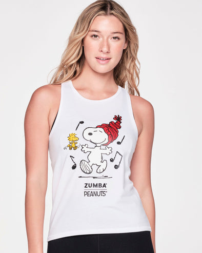 Zumba X Peanuts Fitted High Neck Tank - Wear It Out White Z1T000624