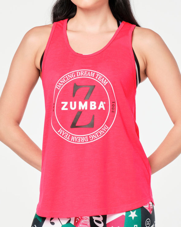 Zumba Prep Easy Racerback Tank - Caution / Pink Happy Z1T000672