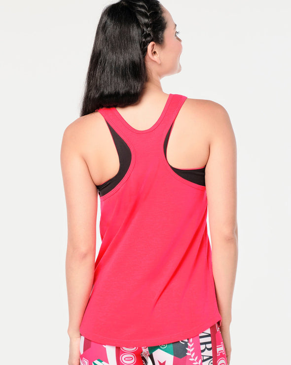 Zumba Prep Easy Racerback Tank - Caution / Pink Happy Z1T000672