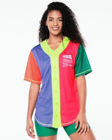 Zumba Prep Unisex Baseball Button Up Jersey - Caution Z1T000680