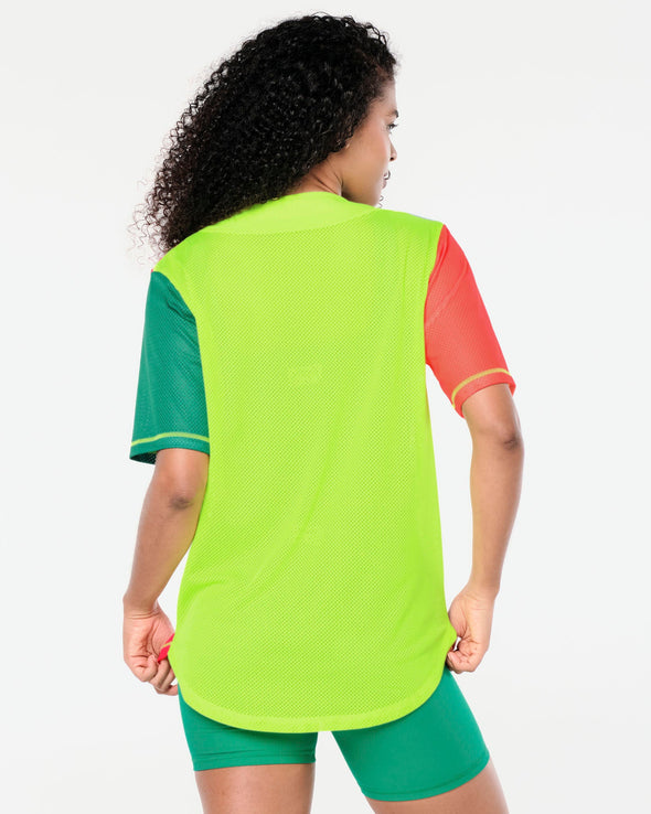 Zumba Prep Unisex Baseball Button Up Jersey - Caution Z1T000680