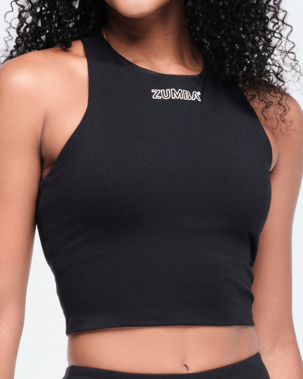 Funscape High Neck Crop Tank - Bold Black Z1T000701