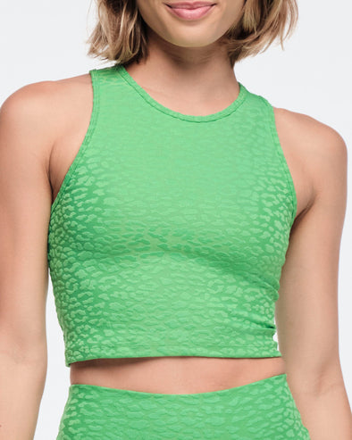 Funscape High Neck Mid Crop Tank - Kelly Green Z1T000702