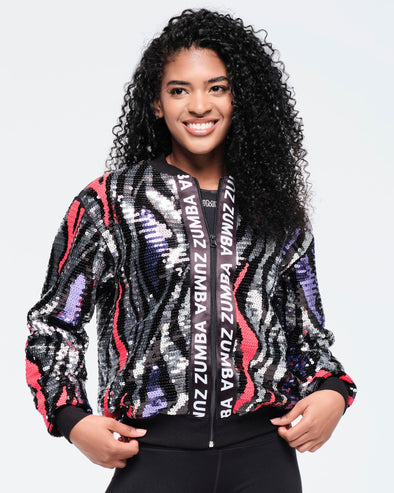 Funscape Sequin Bomber Jacket  - SILVER Z1T000722