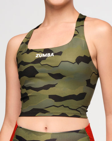 Zumba Explore Square Neck Tank Bra - Olive Expedition Z1T000735