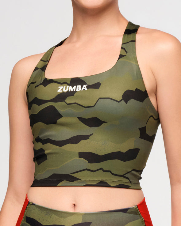 Zumba Explore Square Neck Tank Bra - Olive Expedition Z1T000735