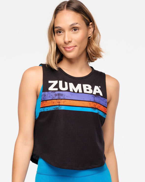 Zumba Explore Round Hem Muscle Tank - Bold Black / Olive You Z1T000737