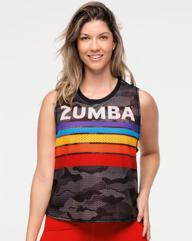 Zumba Explore Mesh Muscle Tank - Gray Expedition Z1T000739