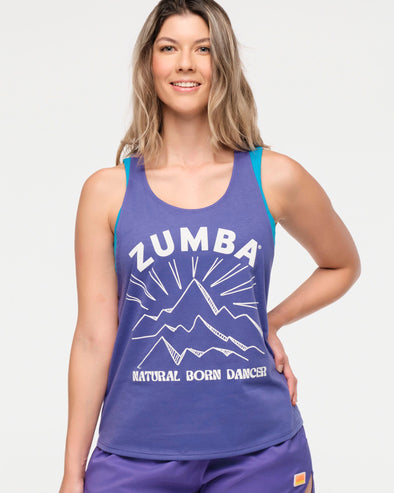 Zumba Explore Loose Tank With Round Hem - Orange You Hot /  Purple Pop Z1T000740