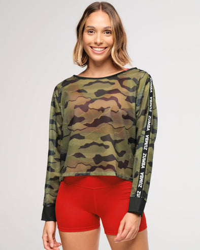 Zumba Explore Raglan Mesh Pullover - Olive Expedition Z1T000743