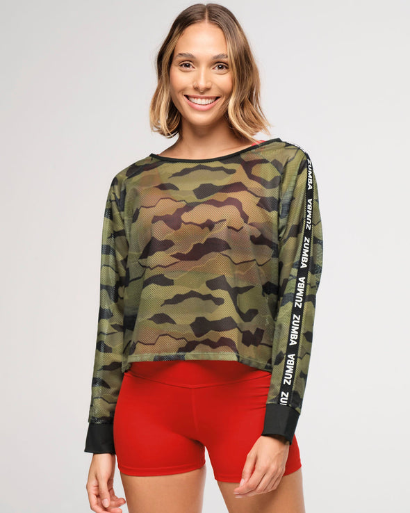 Zumba Explore Raglan Mesh Pullover - Olive Expedition Z1T000743