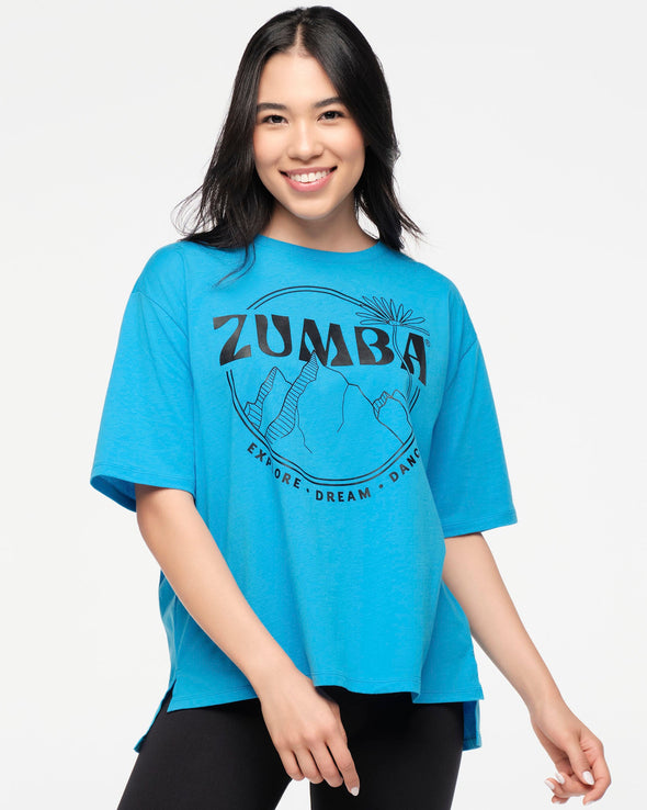 Zumba Explore Crew Neck Top -  Sea Me Stuntin' /  Sunny Daze Z1T000744