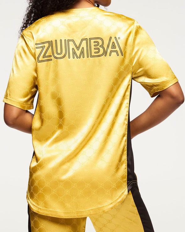 Zumba Runway Baseball Button Up Jersey - Gold / Silver Z1T000779