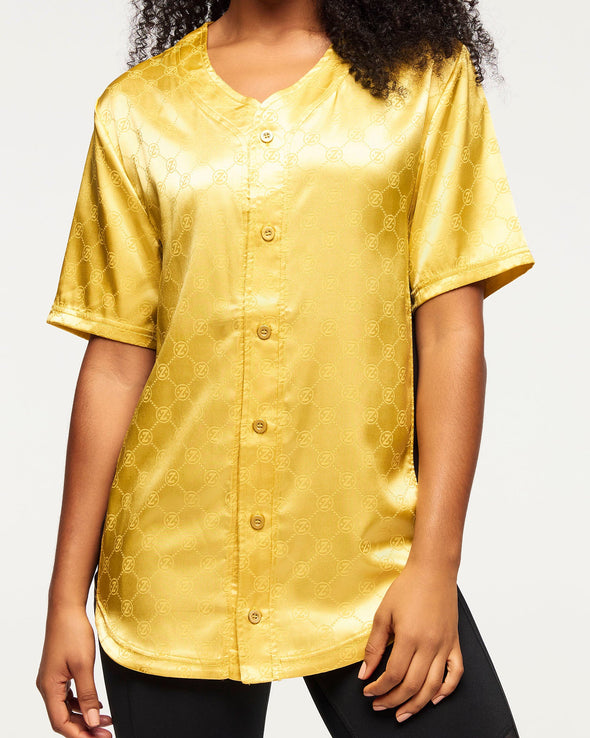 Zumba Runway Baseball Button Up Jersey - Gold / Silver Z1T000779