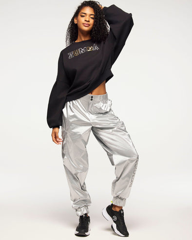 Zumba Runway Pullover Sweatshirt With Bubble Sleeves - Bold Black Z1T000783