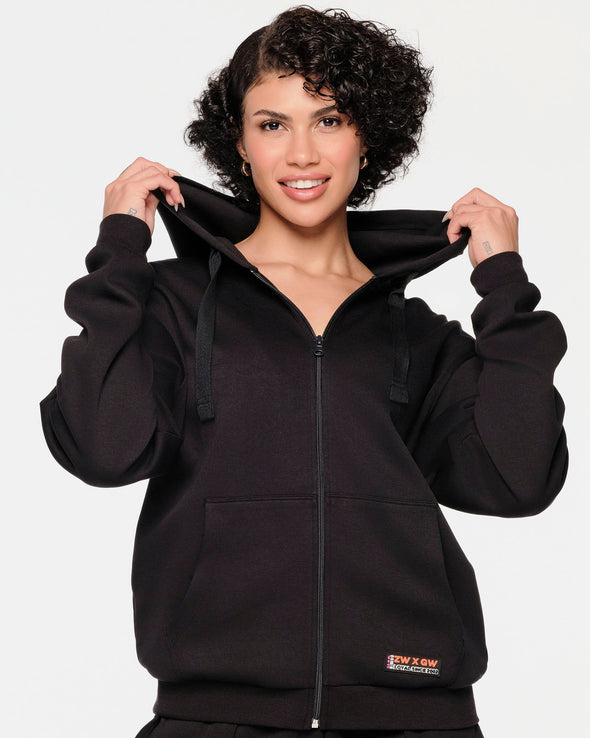 ZW X GW Zip Up Jacket With Oversized Hoodie - Bold Black Z1T000798