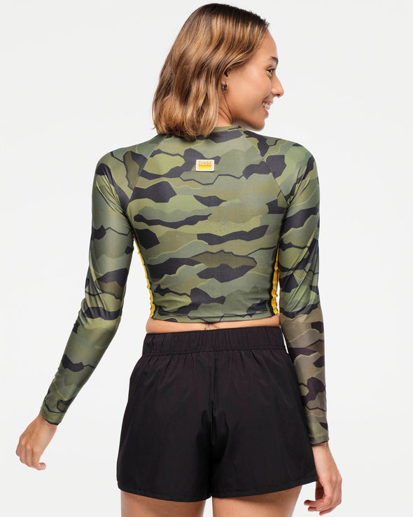 Zumba Explore Long Sleeve Crew Neck Top - Olive Expedition Z1T000799