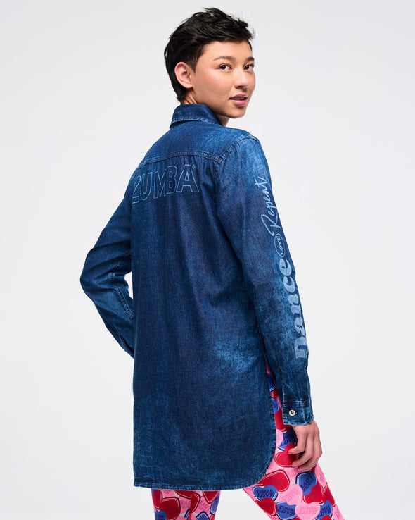 Zumba Love High-Low Button Down - DENIM Z1T000809