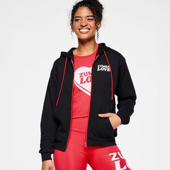 Zumba Love Zip Up Hoodie - Bold Black Z1T000811