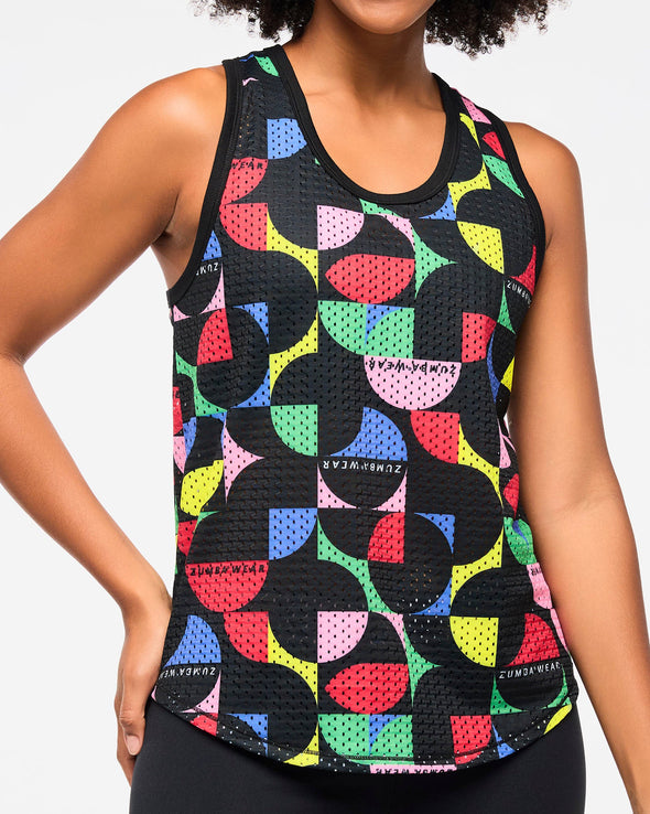 Zumba Haus Basketball Mesh Tank With Curved Hem - Multi Z1T000823