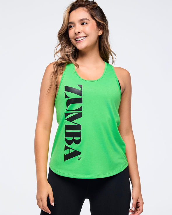 Zumba Haus Loose Racerback Tank - Green Light Z1T000824