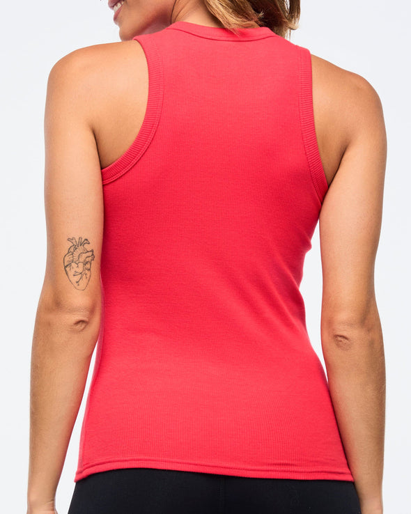 Zumba Haus High Neck Ribbed Tank - Cherry / Wear It Out White Z1T000828