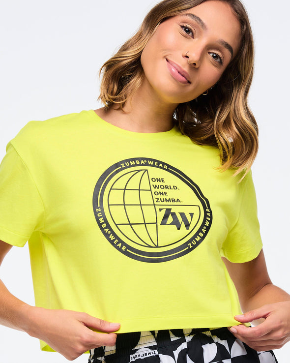 Zumba Haus Crew Neck Crop Top - Lemon Z1T000831