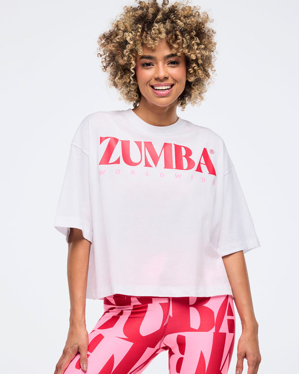 Zumba Haus Oversized Boxy Crop Top - White Z1T000832